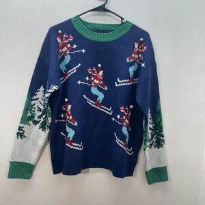 33 Degrees Skiing Holiday Knit Sweater Winter Snow Christmas Trees Party Women M